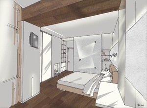 Заказать  дистанционно личный Блиц-проект интерьеров квартиры в г. Смела  . Спальня 21 м2